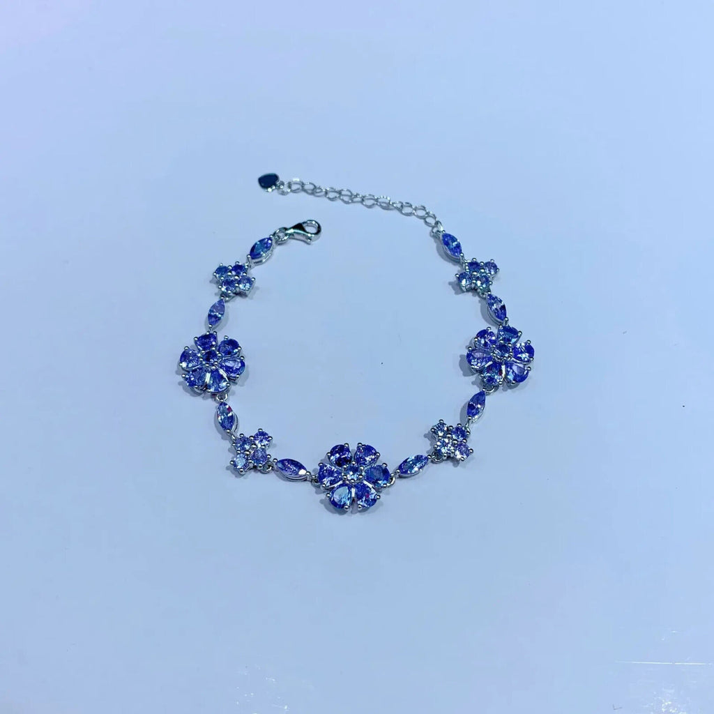 Purple Tanzanite Flower Pattern Tennis Bracelet, Natural Tanzanite Gemstone