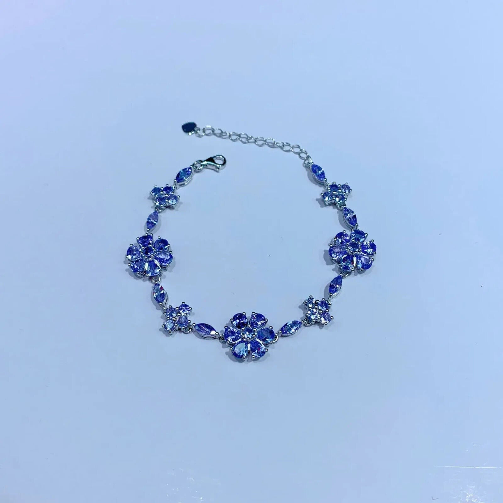 Purple Tanzanite Flower Pattern Tennis Bracelet, Natural Tanzanite Gemstone