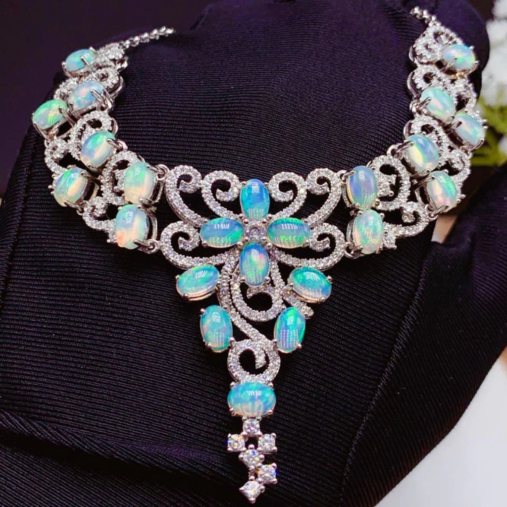 Australian White Opal Statement Necklace, Women's White Opal Statement Necklace