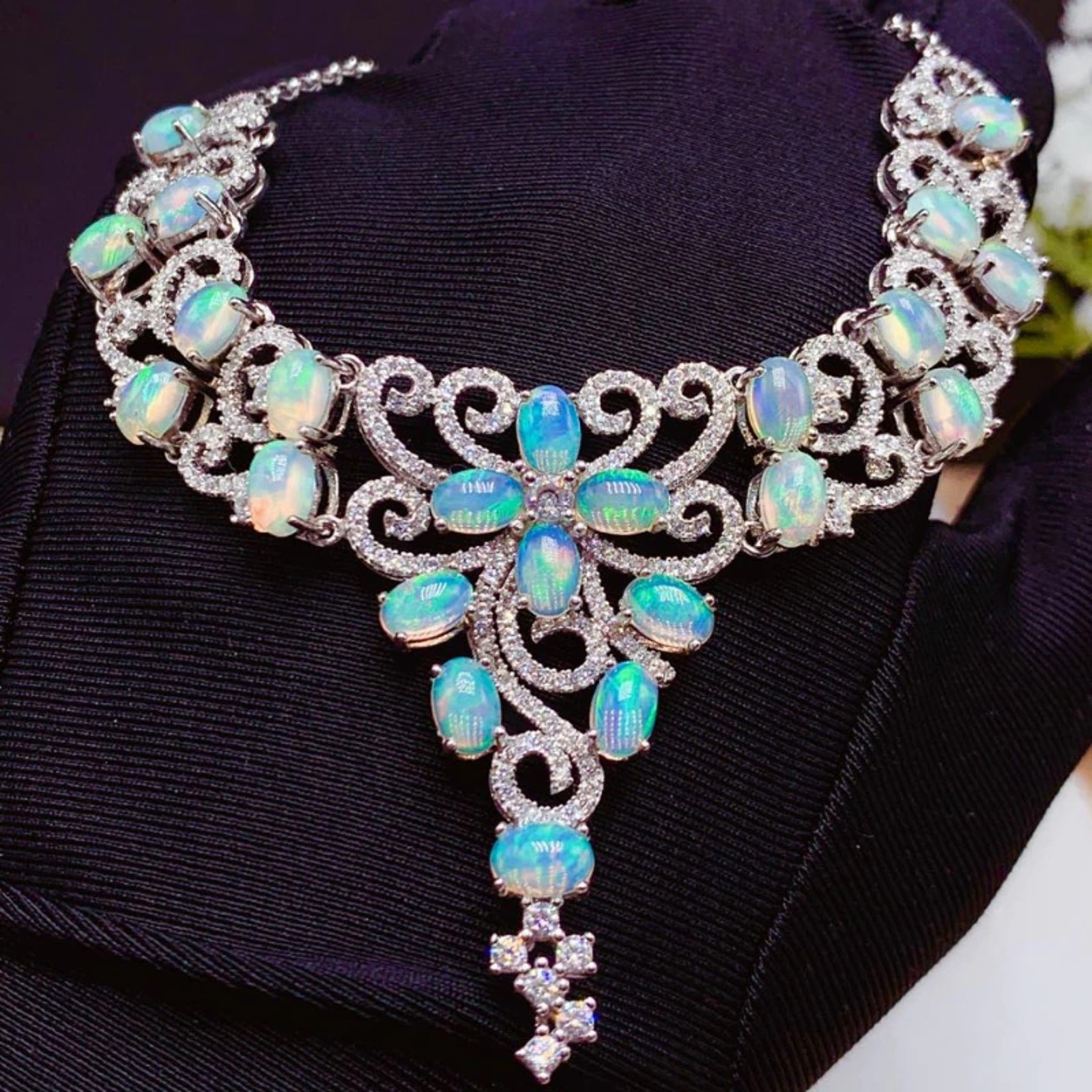 Australian White Opal Statement Necklace, Women's White Opal Statement Necklace