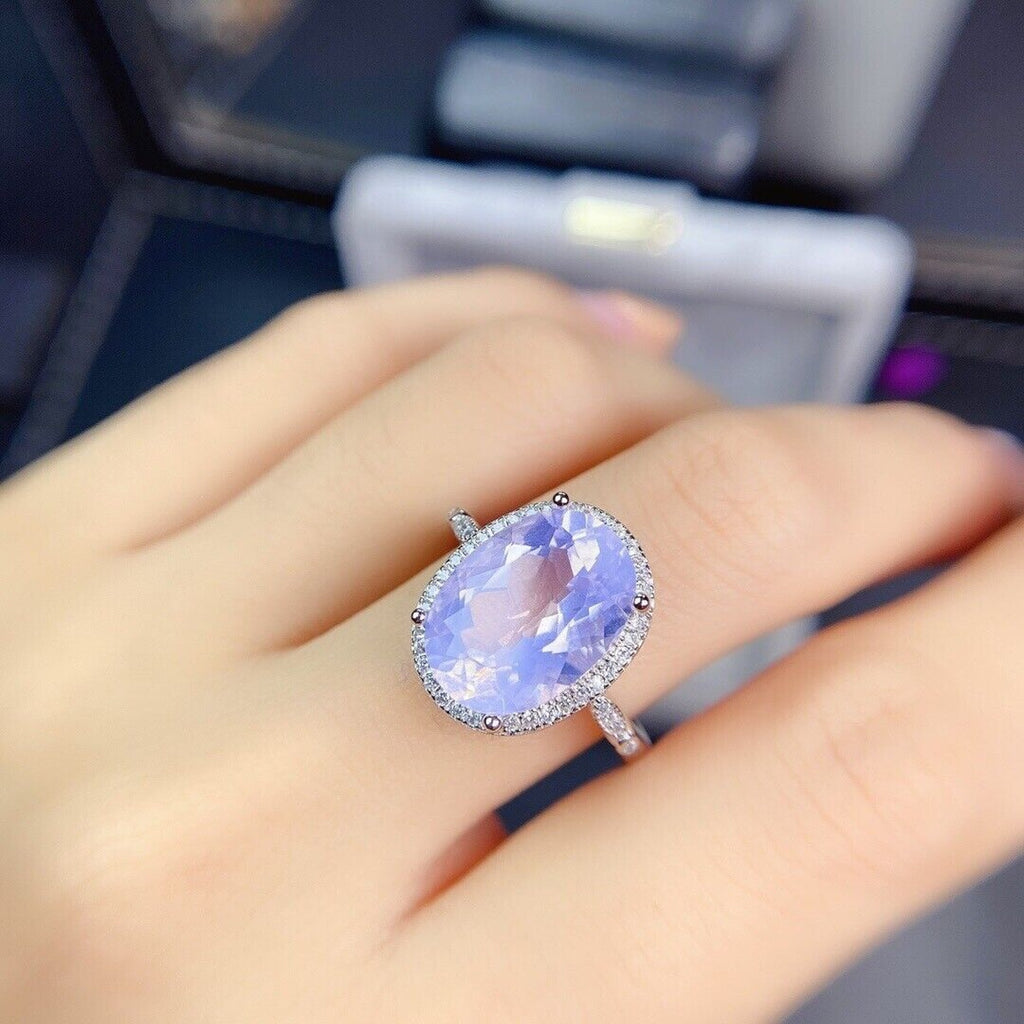 10x14 Lavender Amethyst Ring, Oval Cut Large Amethyst Ring Lavender Purple