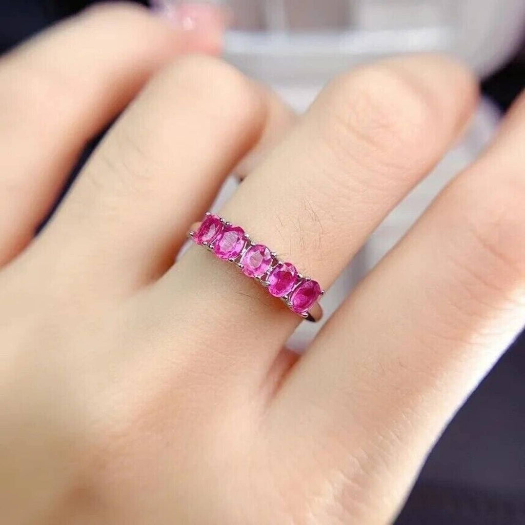 Pink Sapphire Ring, Pink Sapphire Band Ring, December Birthstone Pink Sapphire, Pink Sapphire Rings For Women, Pink Sapphire Wedding Band, Sterling Silver Pink Sapphire Ring, Gold Pink Sapphire Ring, Genuine Pink Sapphire