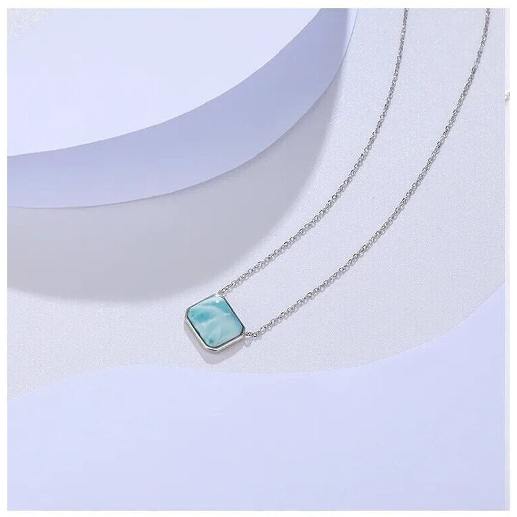 Larimar Necklace, Larimar Gemstone Handmade, Larimar Beautiful Gift Sterling