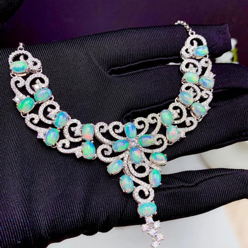Australian White Opal Statement Necklace, Women's White Opal Statement Necklace