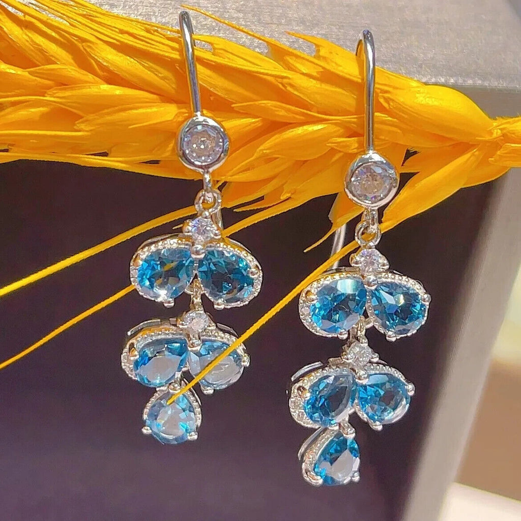 London Blue Topaz Dangle Earrings Platinum Plated, Women's London Blue Topaz Jewelry, London Blue Topaz Earrings, Women's London Blue Topaz Earrings, London Blue Topaz Jewelry, Natural London Blue Topaz Gemstone Jewelry, Women's London Blue Topaz Earrings, London Blue Topaz, London Blue Topaz Earrings, London Blue Topaz Earrings, Women's London Blue Topaz Jewelry, Sterling Silver London Blue Topaz Jewelry, December Birthstone London Blue Topaz