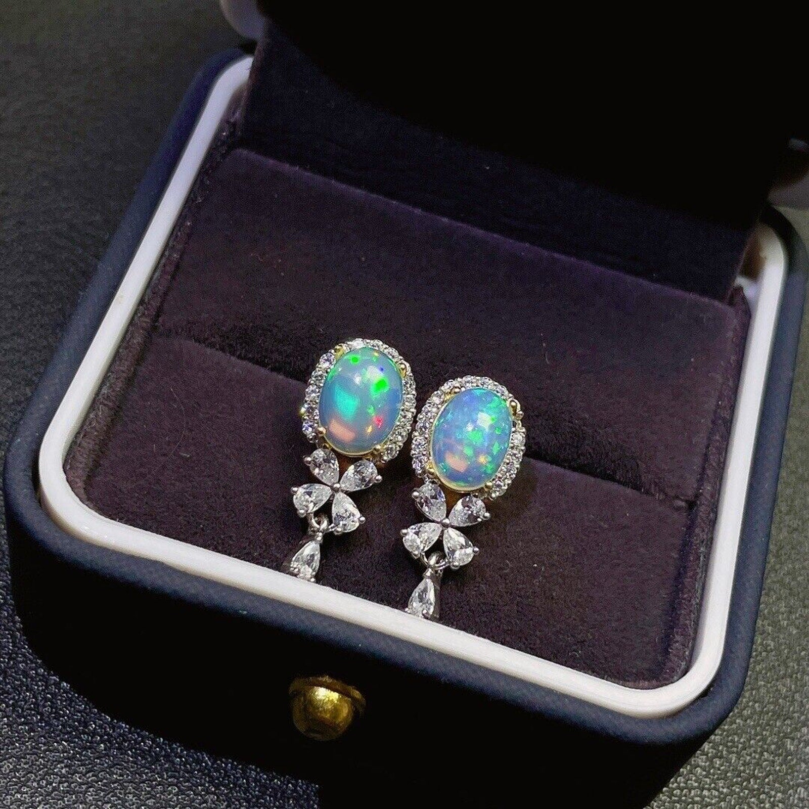 Natural Australian Opal Banquet Earrings 6x8mm