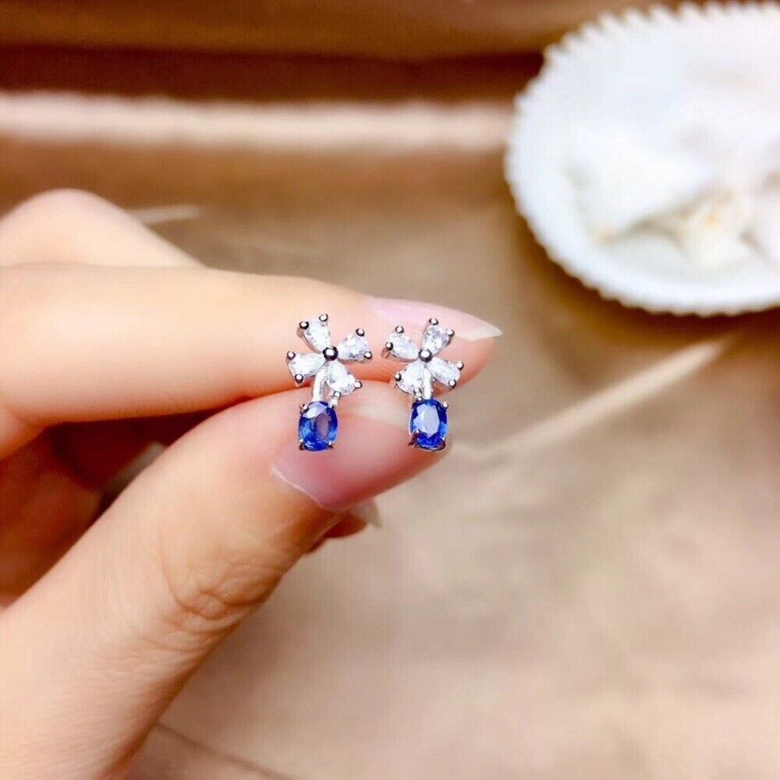 Sapphire Earrings, Natural Sapphire Stud Earrings, Sapphire Stud Earrings, Sterling Silver Sapphire Earrings, Sapphire, Natural Sapphire Earrings, 925 Sterling Silver, Blue Sapphire Earrings, Natural Blue Sapphire Earrings, Natural Blue Sapphire, Blue Sapphire, Bright Blue Sapphire, 925 Sterling Silver, Sapphire Earrings, Dainty, Dainty Stud Earrings, Dainty Sapphire Earrings, Women’s Sapphire Earrings, Anniversary Gift Sapphire, Sapphire September Birthstone, September Birthstone Sapphire