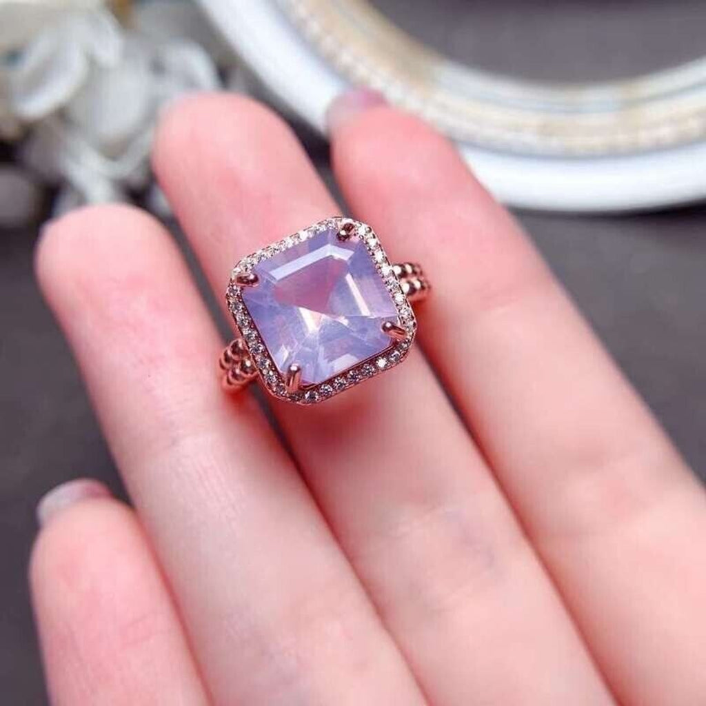 10x10mm Light Purple Amethyst Ring, Natural Light Purple Amethyst Ring Sterling