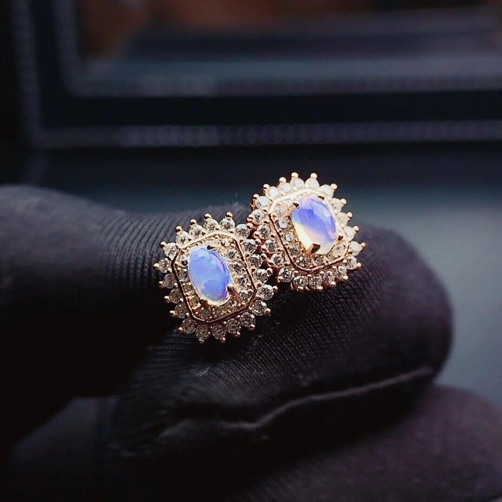 Stud Earrings Opal, Opal Gemstone Silver, Natural Opal Earrings 925 Sterling