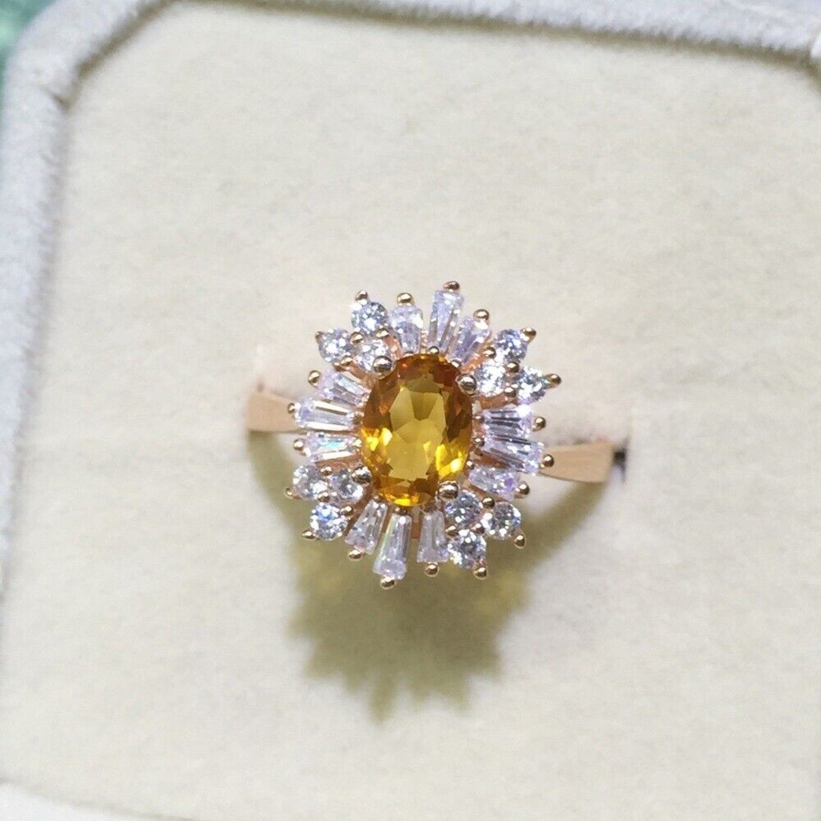 Natural Citrine Ring, Citrine Success Stone Ring 5x7mm