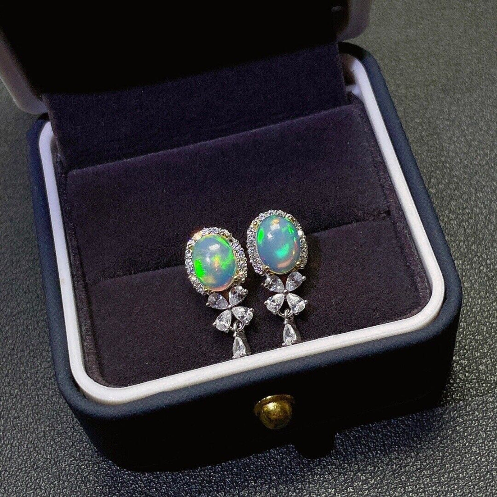 Natural Australian Opal Banquet Earrings 6x8mm