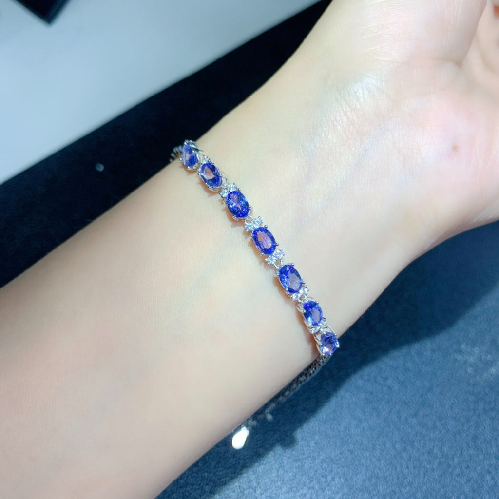 Purple Tanzanite Tennis Bracelet 4x6mm 7pcs Light Purple Tanzanite Bracelet