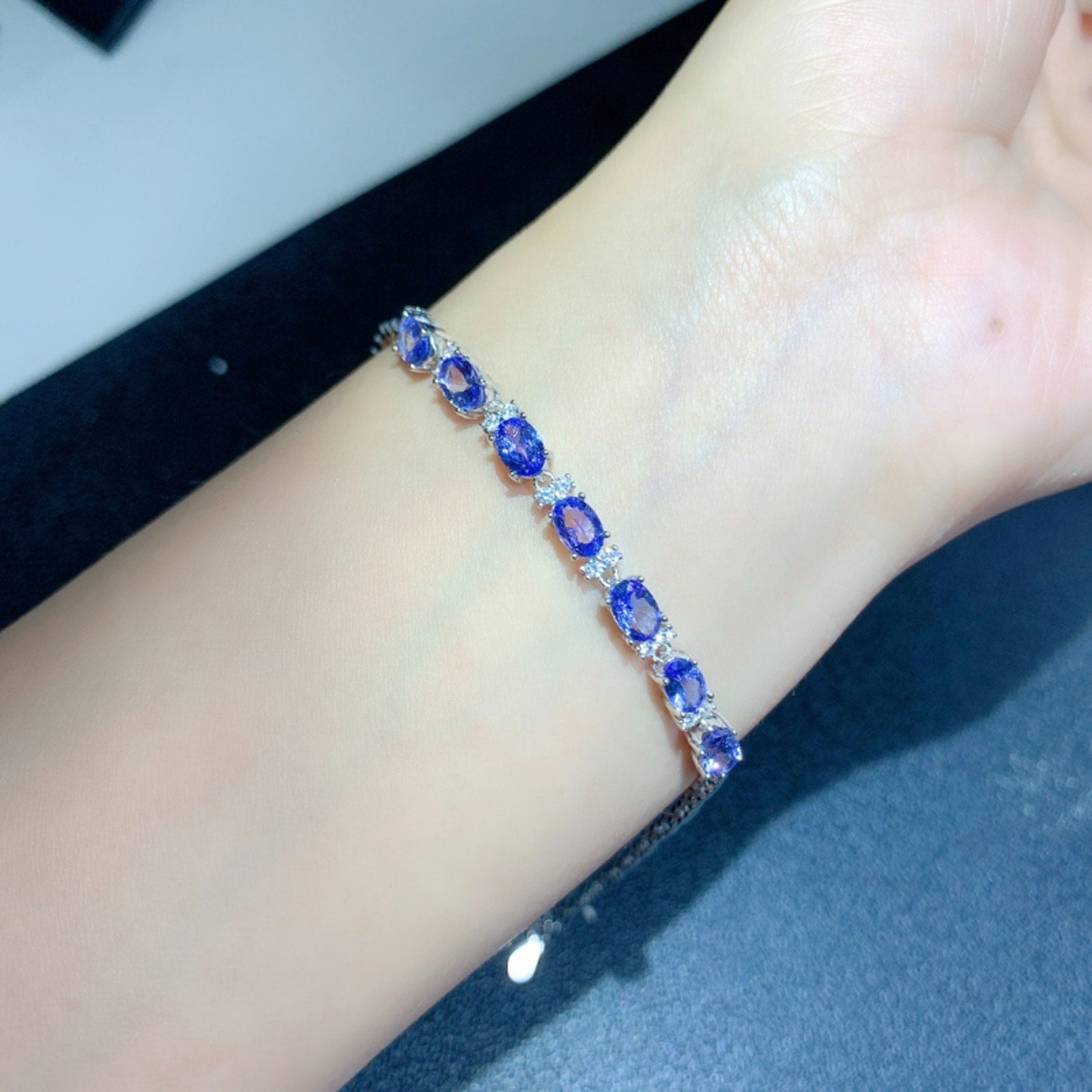 Purple Tanzanite Tennis Bracelet 4x6mm 7pcs Light Purple Tanzanite Bracelet