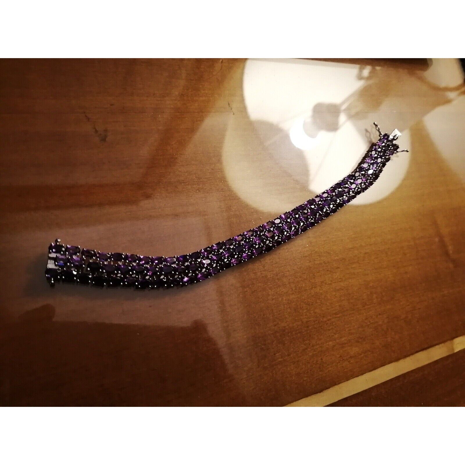 Natural Amethyst Three Layer Tennis Bracelet, Oval Cut Amethyst Tennis Bracelet