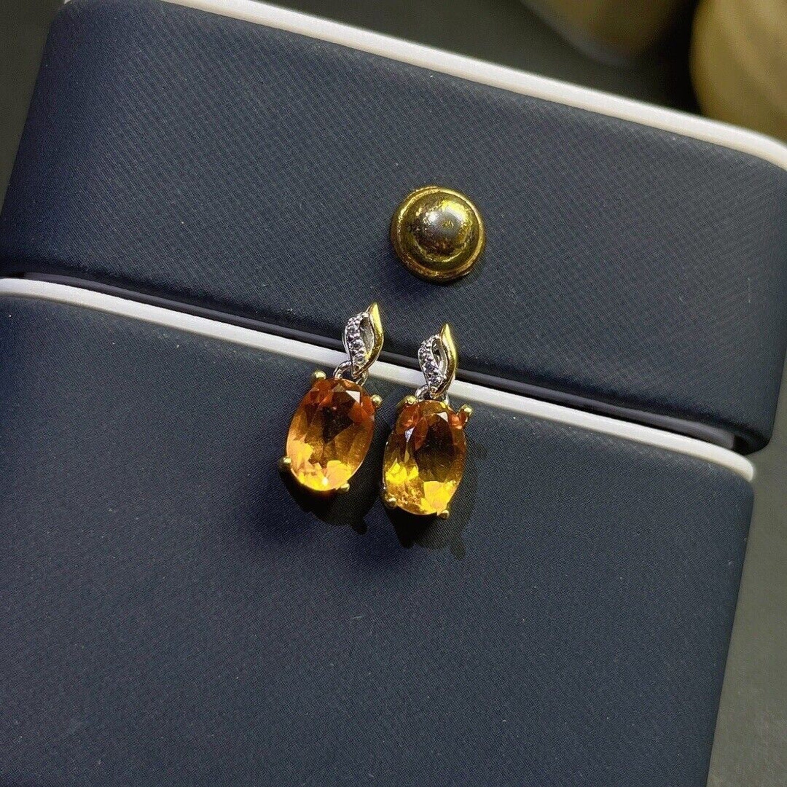 5x7mm Natural Citrine Earrings, Genuine Citrine Gemstone Earrings 925 Sterling