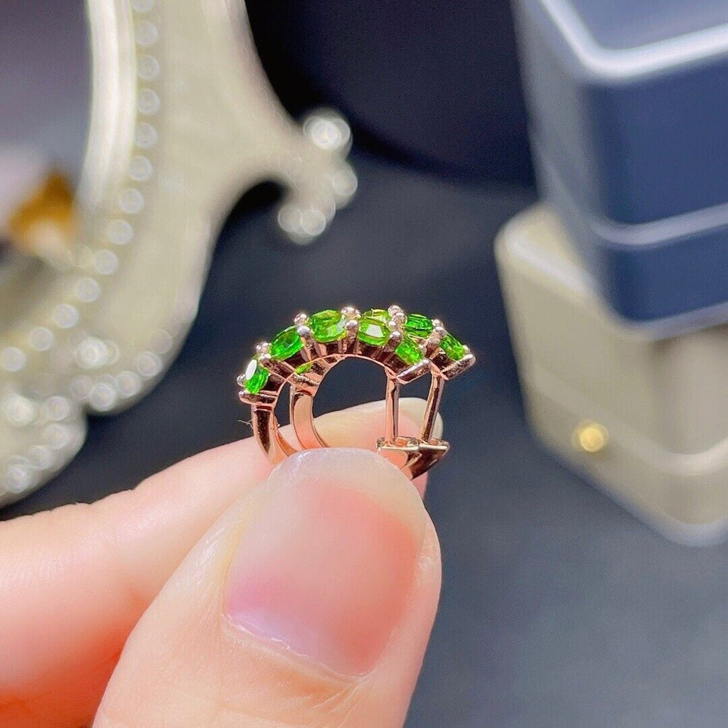 3x3mm Natural Chrome Diopside Hoop Earrings, Natural Chrome Diopside Earrings