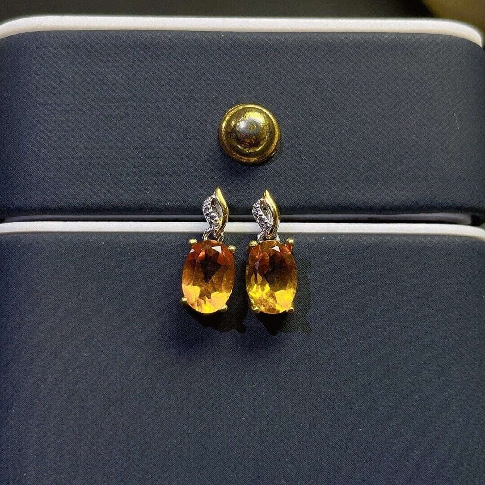 5x7mm Natural Citrine Earrings, Genuine Citrine Gemstone Earrings 925 Sterling