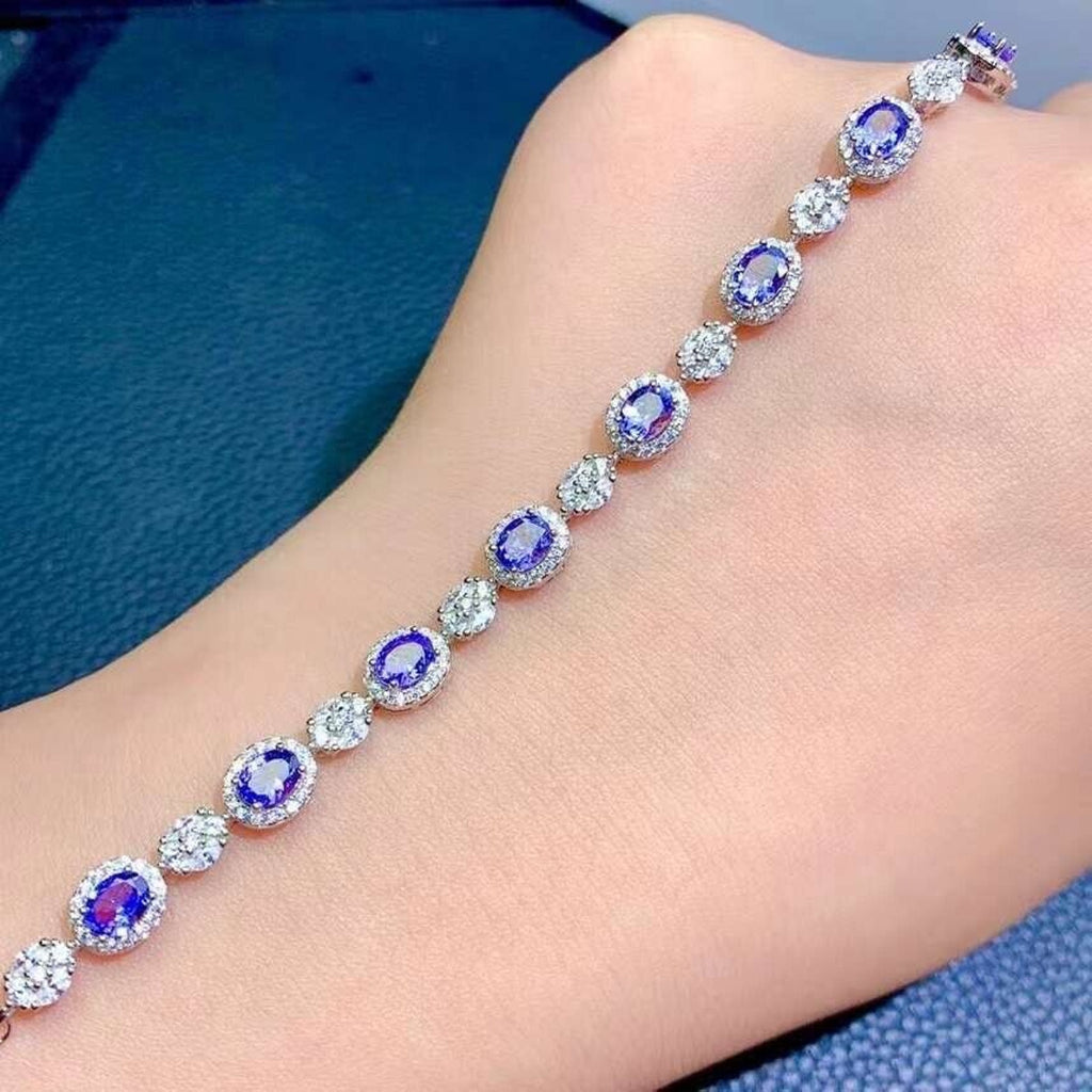 Purple Tanzanite Tennis Bracelet With High Quality Cubic Zirconia Platinum