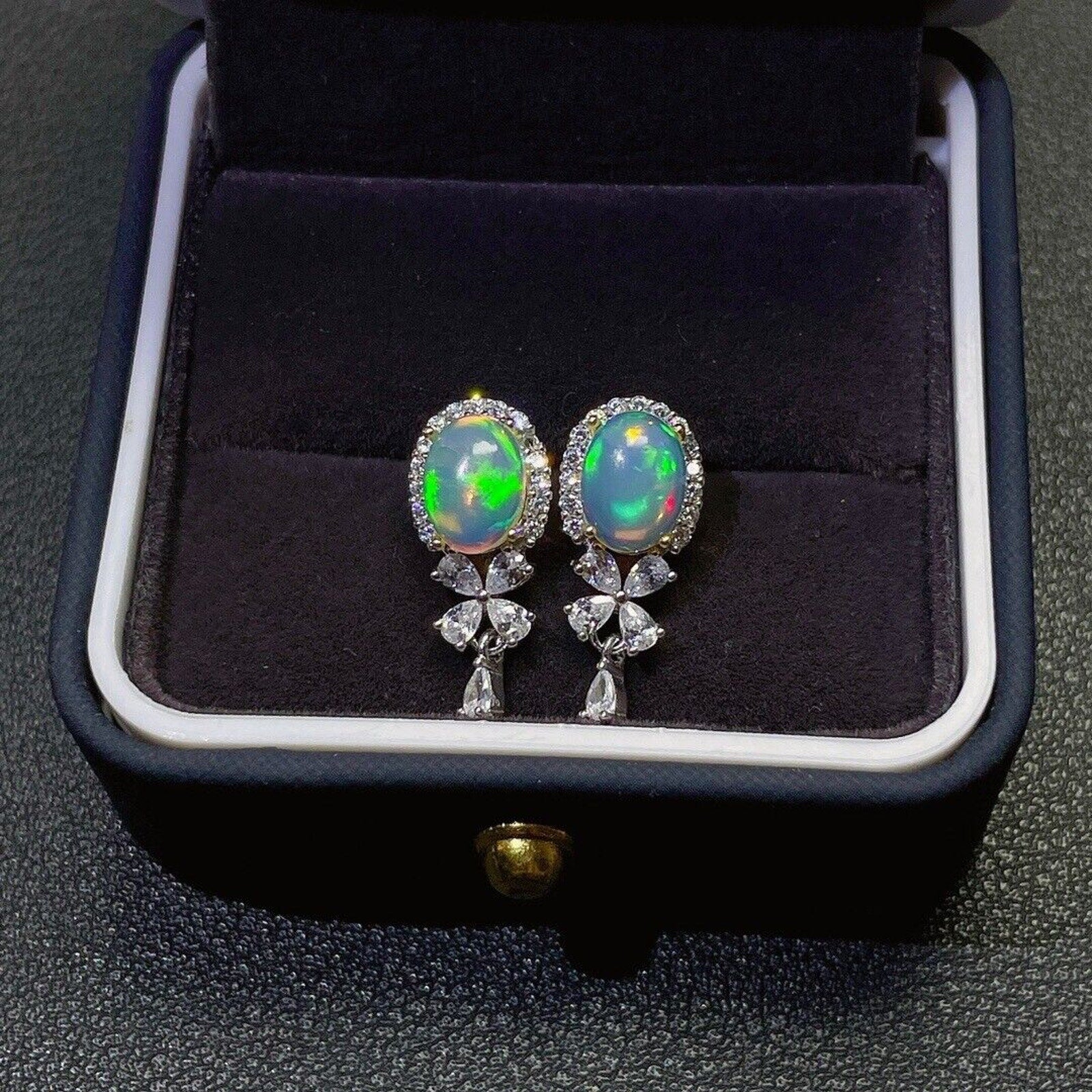 Natural Australian Opal Banquet Earrings 6x8mm