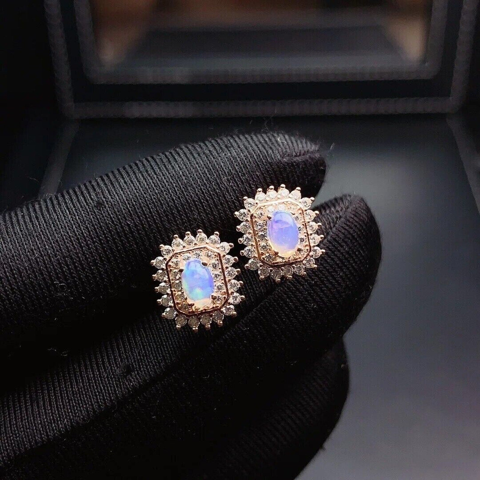 Stud Earrings Opal, Opal Gemstone Silver, Natural Opal Earrings 925 Sterling