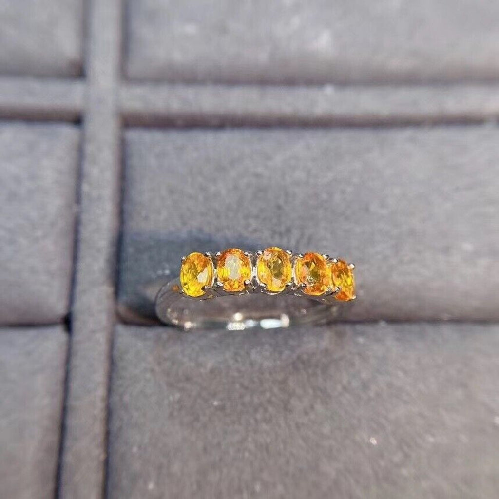 3x4mm Natural Citrine Gemstone Band Ring, Genuine Citrine Ring 925 Sterling
