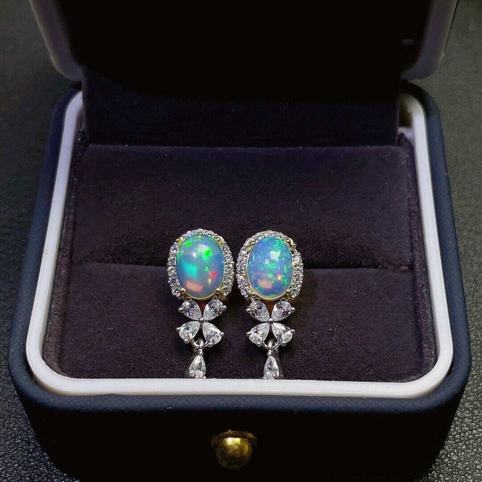 Natural Australian Opal Banquet Earrings 6x8mm