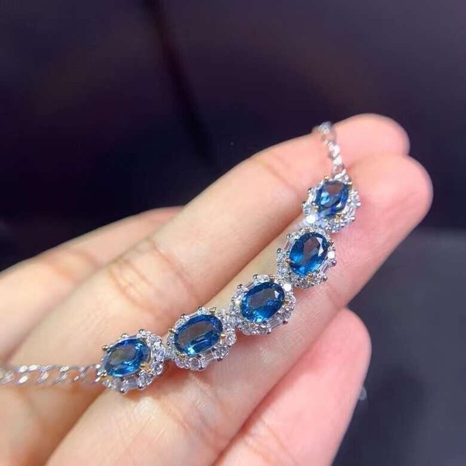 London Blue Topaz Bracelet, December Birthstone London Blue Topaz