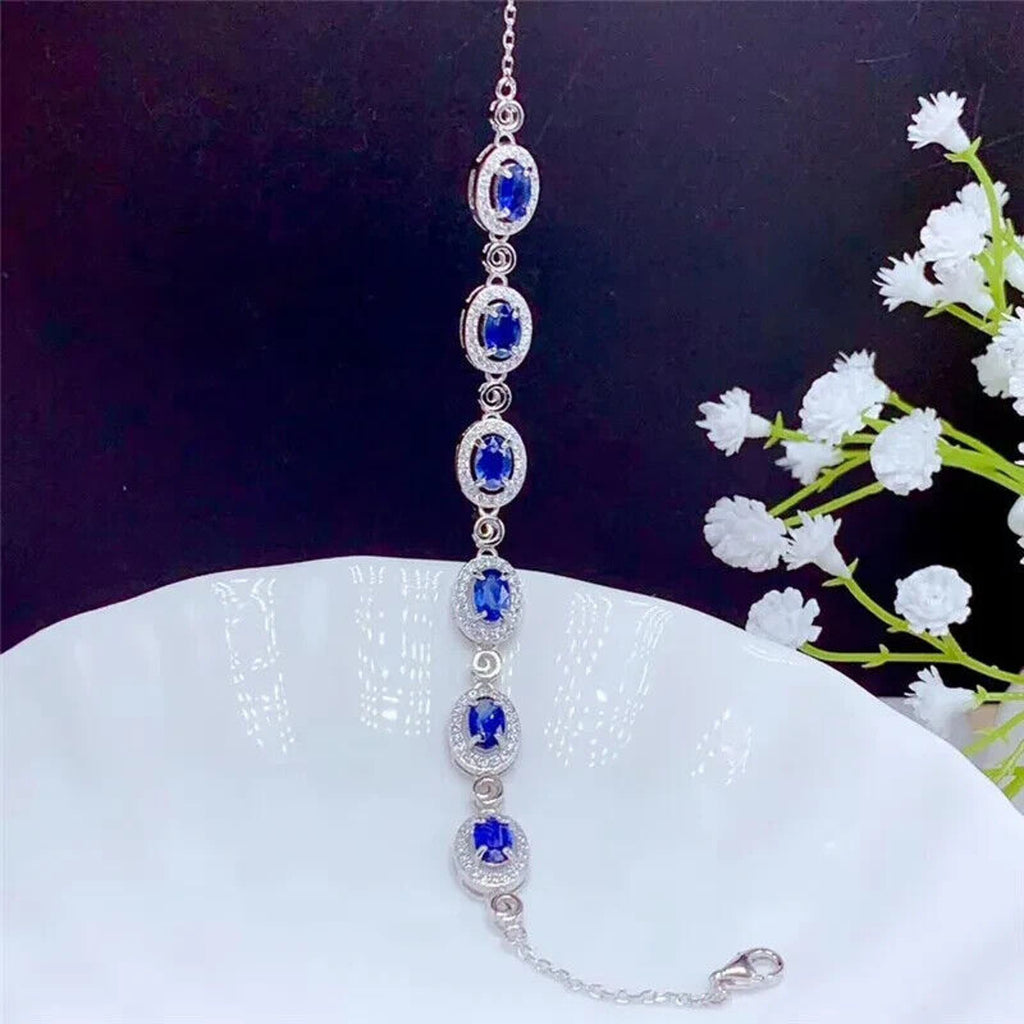 Sapphire Bracelet, Natural Sapphire Bracelet, Women's Sapphire Tennis Bracelet, Women's Sapphire Bracelet, Sapphire Gemstone Bracelet, Sterling Silver Sapphire Bracelet, Natural Sapphire Jewelry, September Birthstone Sapphire, Blue Sapphire Bracelet, Blue Sapphire Bracelet, Women's Sapphire Jewelry, September Birthstone Jewelry, September Birthstone, Sapphire Meaning, Sapphire Metaphysical Properties, Bright Blue Sapphire