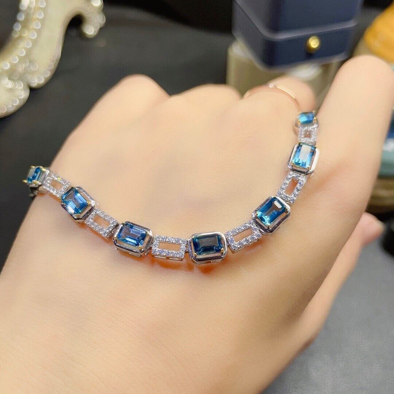 London Blue Topaz, London Blue Topaz Bracelet, Natural London Blue Topaz Bracelet, Sterling Silver London Blue Topaz Bracelet, Natural Blue Topaz Bracelet, Sterling Silver Blue Topaz Bracelet, December Birthstone London Blue Topaz, London Blue Topaz Jewelry, London Blue Topaz Tennis Bracelet, London Blue Topaz Gemstone, London Blue Topaz Meaning, December Birthstone Jewelry, London Blue Topaz Spiritual Meaning