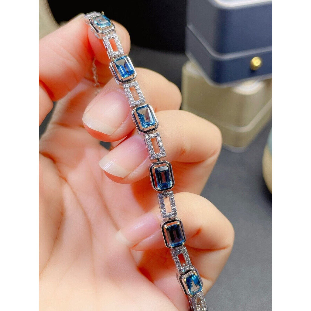 London Blue Topaz, London Blue Topaz Bracelet, Natural London Blue Topaz Bracelet, Sterling Silver London Blue Topaz Bracelet, Natural Blue Topaz Bracelet, Sterling Silver Blue Topaz Bracelet, December Birthstone London Blue Topaz, London Blue Topaz Jewelry, London Blue Topaz Tennis Bracelet, London Blue Topaz Gemstone, London Blue Topaz Meaning, December Birthstone Jewelry, London Blue Topaz Spiritual Meaning