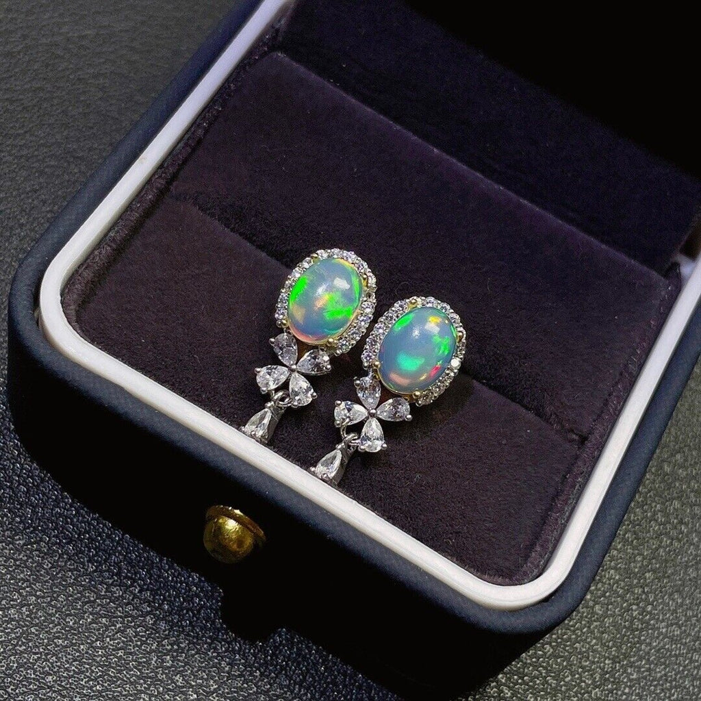 Natural Australian Opal Banquet Earrings 6x8mm