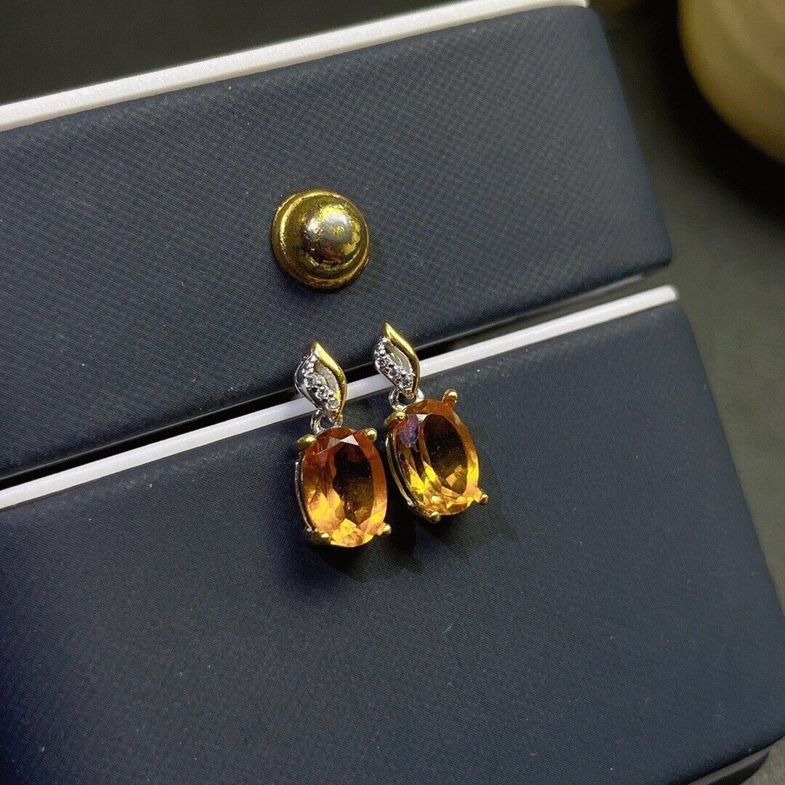 5x7mm Natural Citrine Earrings, Genuine Citrine Gemstone Earrings 925 Sterling