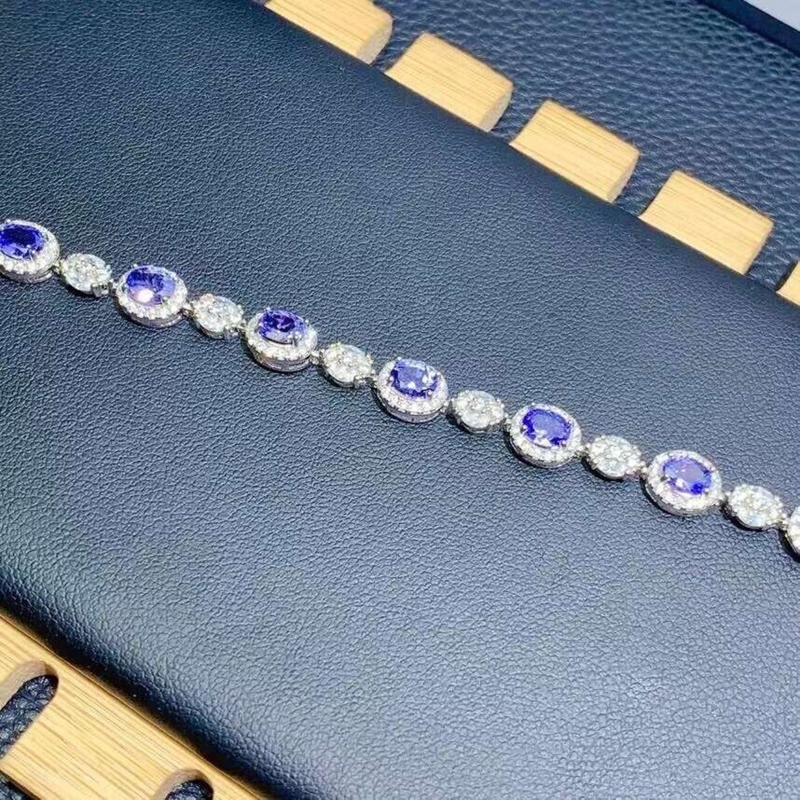 Purple Tanzanite Tennis Bracelet With High Quality Cubic Zirconia Platinum