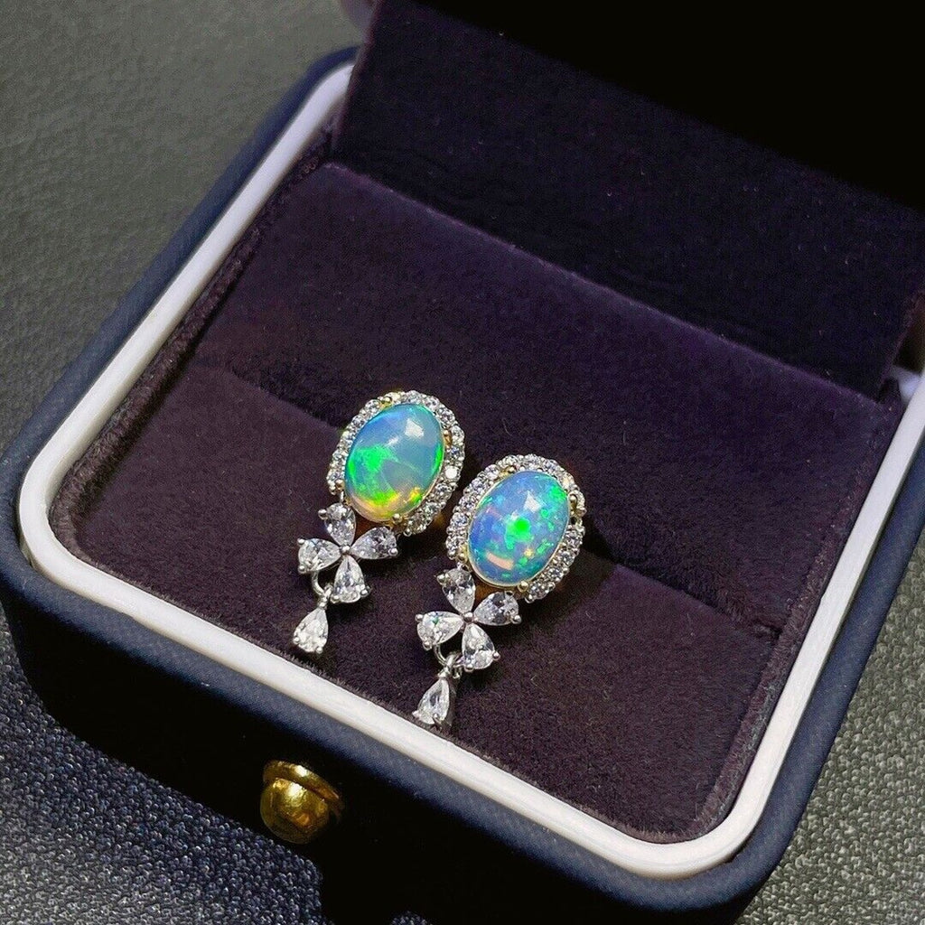 Natural Australian Opal Banquet Earrings 6x8mm