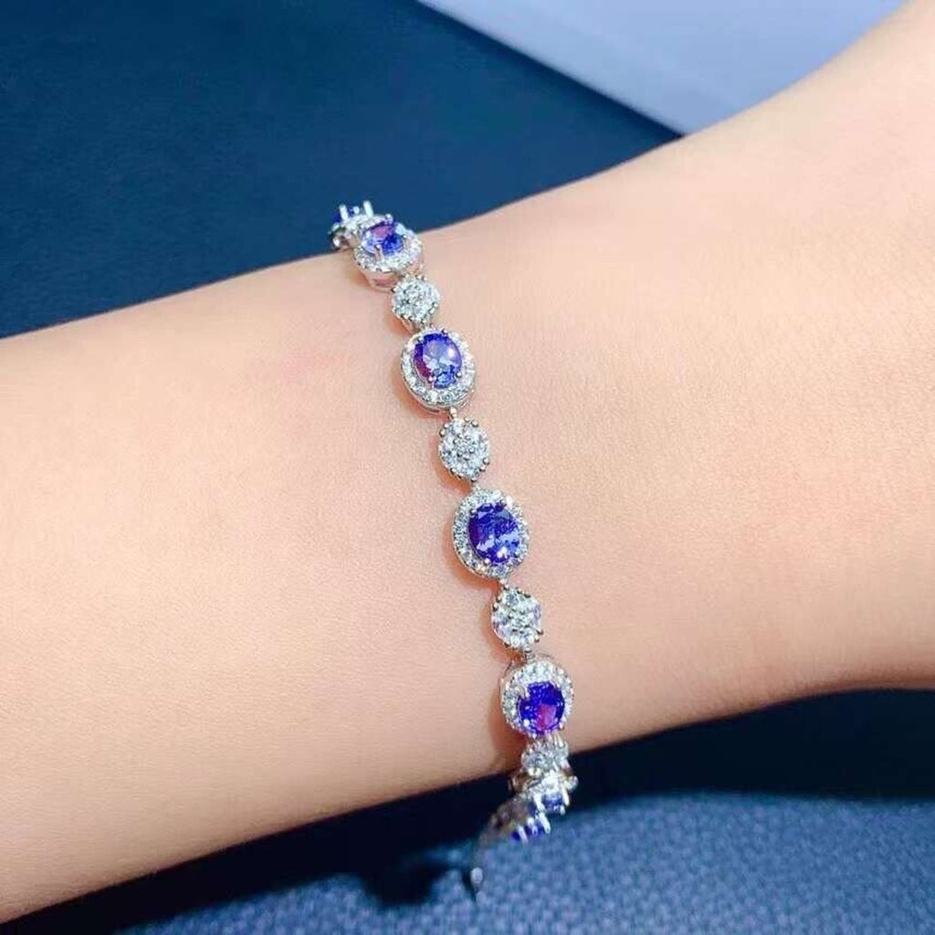 Purple Tanzanite Tennis Bracelet With High Quality Cubic Zirconia Platinum