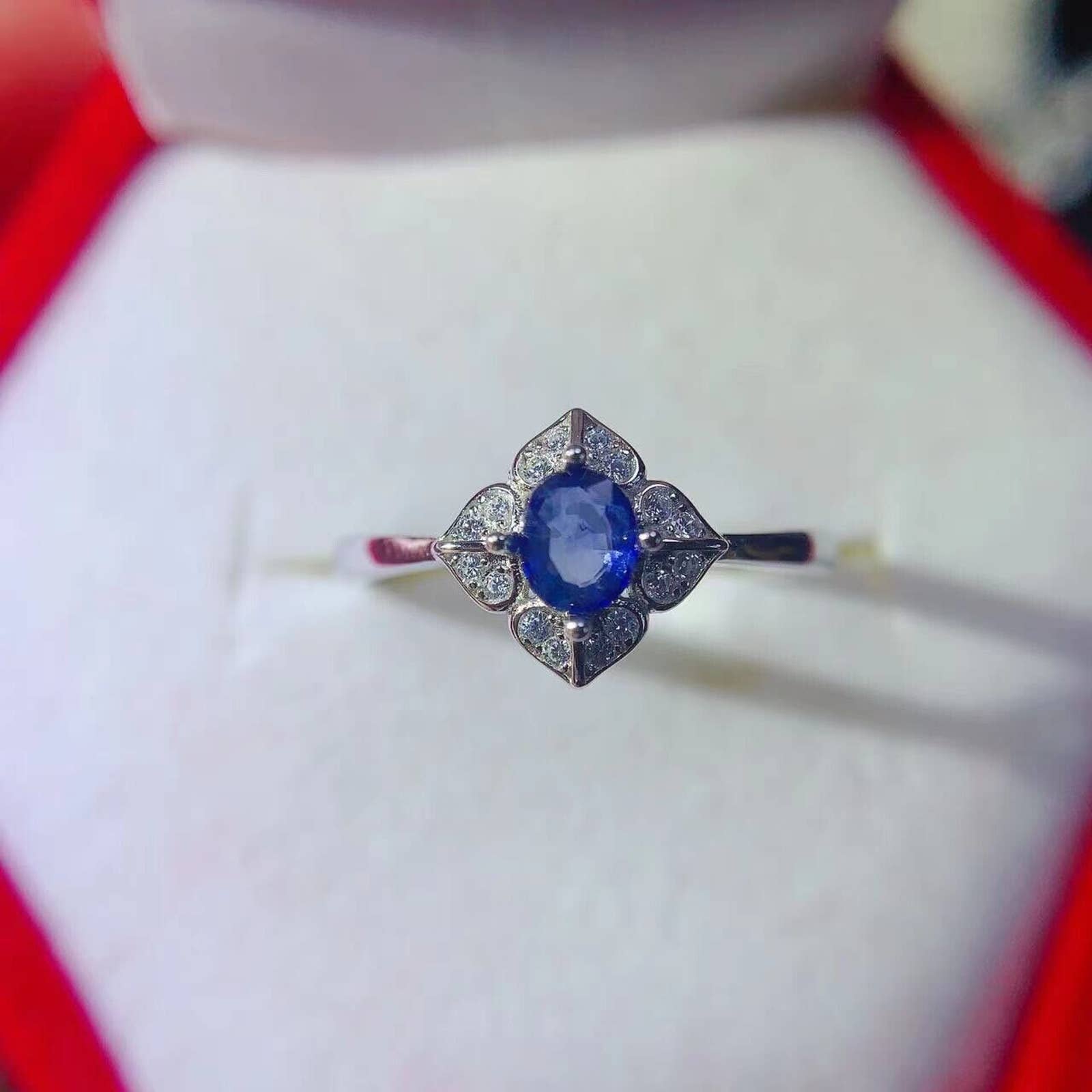 Dainty Sapphire Gemstone Ring 4x5mm