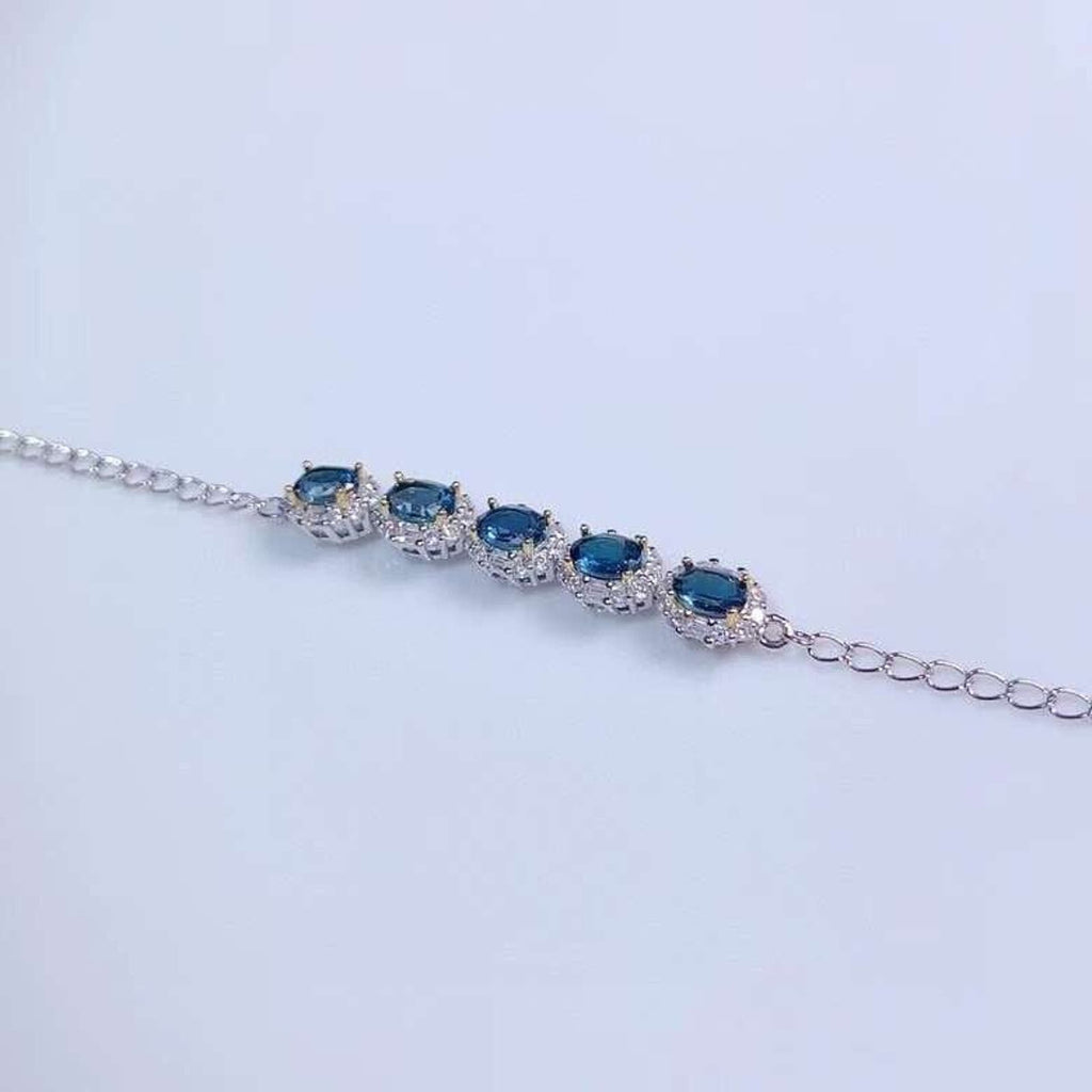 London Blue Topaz Bracelet, December Birthstone London Blue Topaz