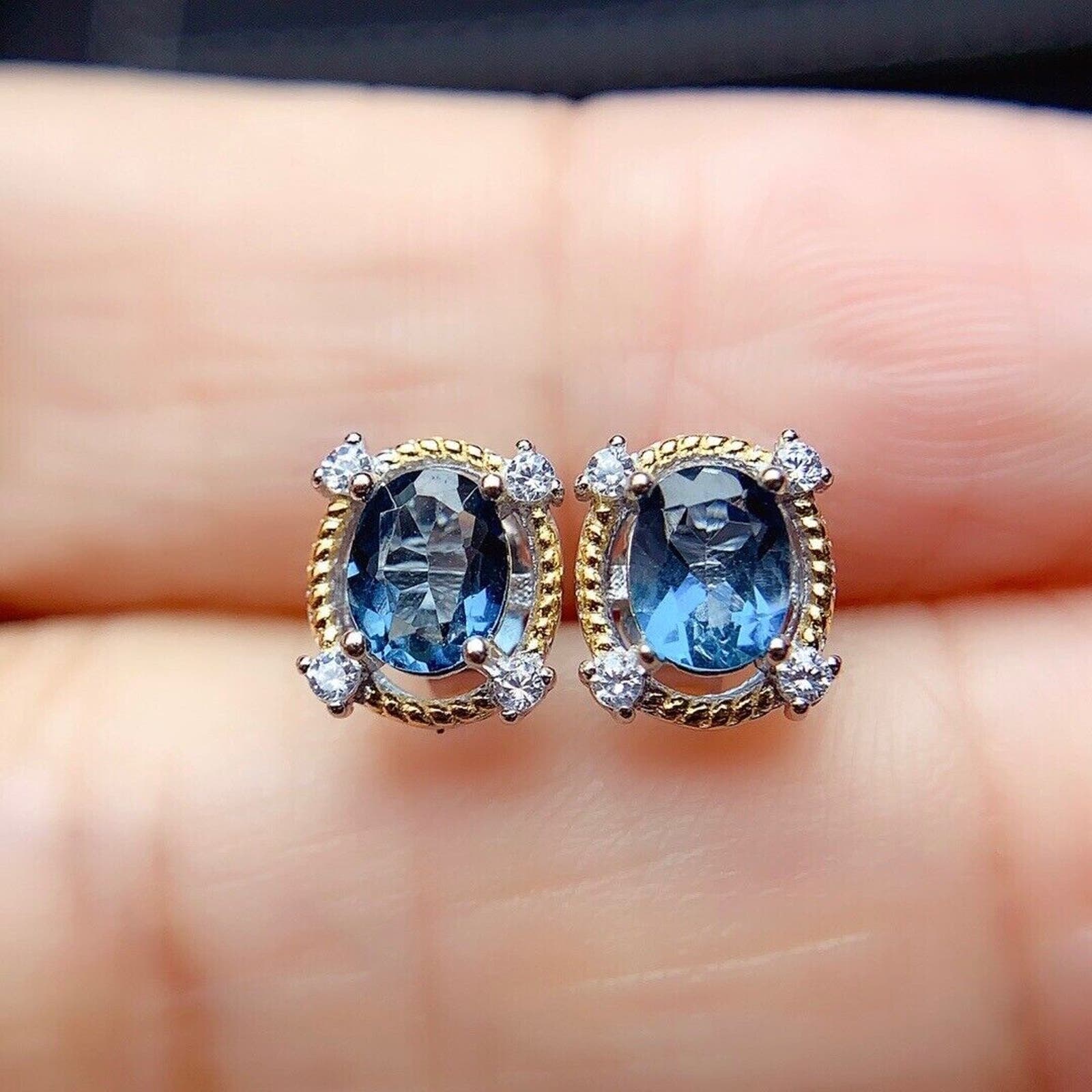 London Blue Topaz Stud Earrings 4x5mm, Natural London Blue Topaz Earrings, London Blue Topaz Cluster Stud Earrings, Women's London Blue Topaz Earrings, London Blue Topaz Jewelry, Natural London Blue Topaz Gemstone Jewelry Set, Women's London Blue Topaz Earrings, London Blue Topaz Ring, London Blue Topaz Stud Earrings, London Blue Topaz Earrings, Women's London Blue Topaz Jewelry, Sterling Silver London Blue Topaz Jewelry, December Birthstone London Blue Topaz, London Blue Topaz Spiritual Meaning