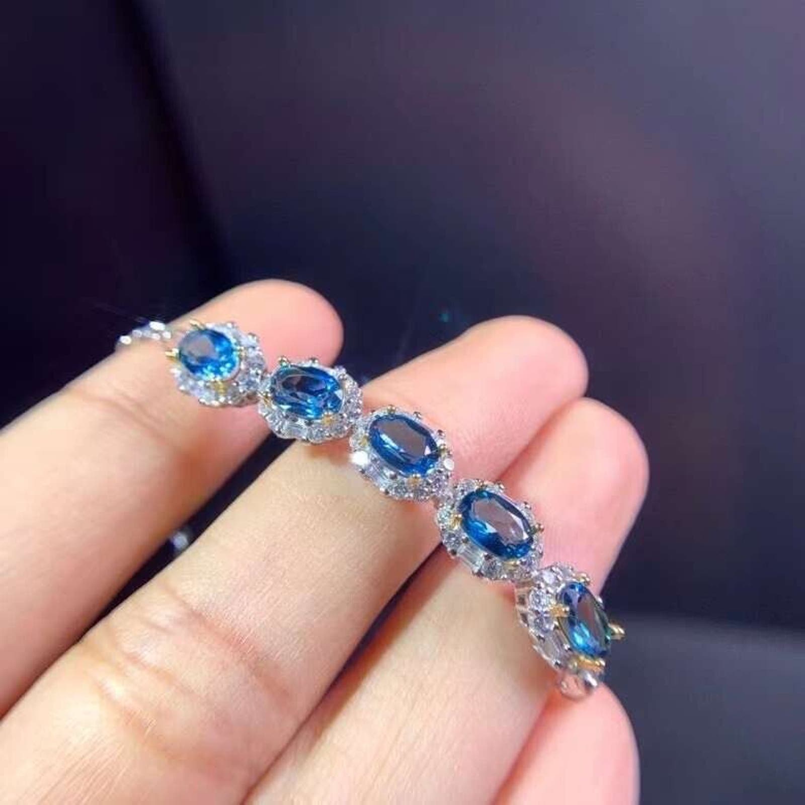 London Blue Topaz Bracelet, December Birthstone London Blue Topaz