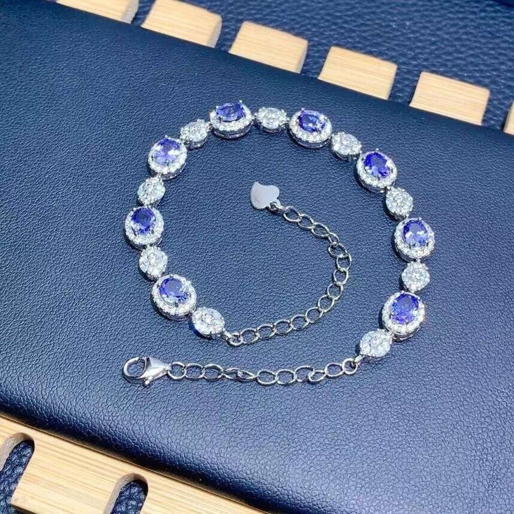 Purple Tanzanite Tennis Bracelet With High Quality Cubic Zirconia Platinum