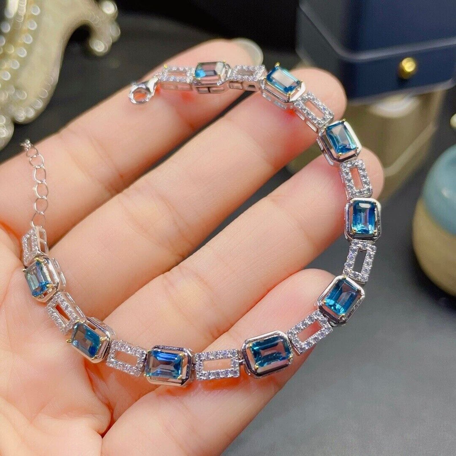 London Blue Topaz, London Blue Topaz Bracelet, Natural London Blue Topaz Bracelet, Sterling Silver London Blue Topaz Bracelet, Natural Blue Topaz Bracelet, Sterling Silver Blue Topaz Bracelet, December Birthstone London Blue Topaz, London Blue Topaz Jewelry, London Blue Topaz Tennis Bracelet, London Blue Topaz Gemstone, London Blue Topaz Meaning, December Birthstone Jewelry, London Blue Topaz Spiritual Meaning