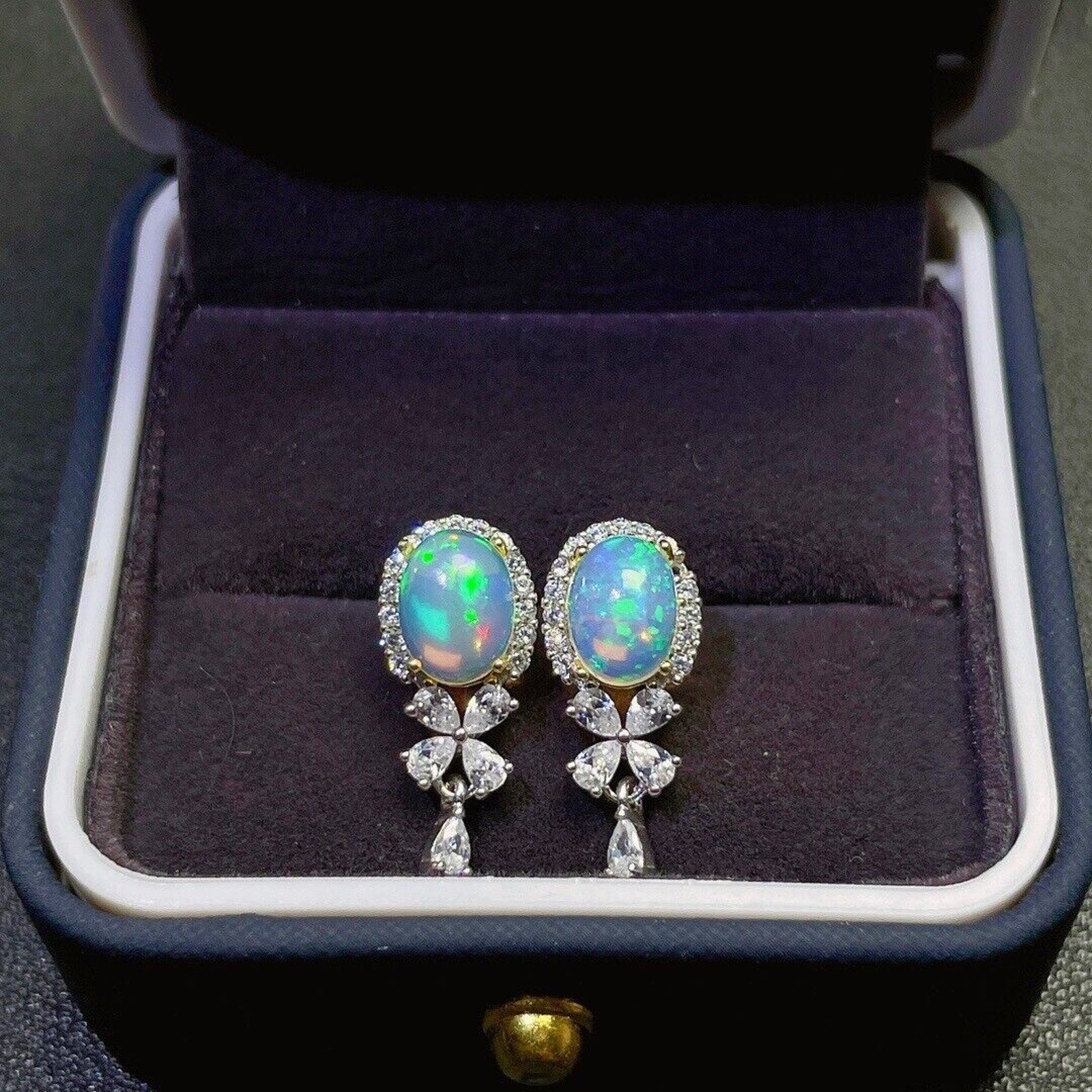 Natural Australian Opal Banquet Earrings 6x8mm