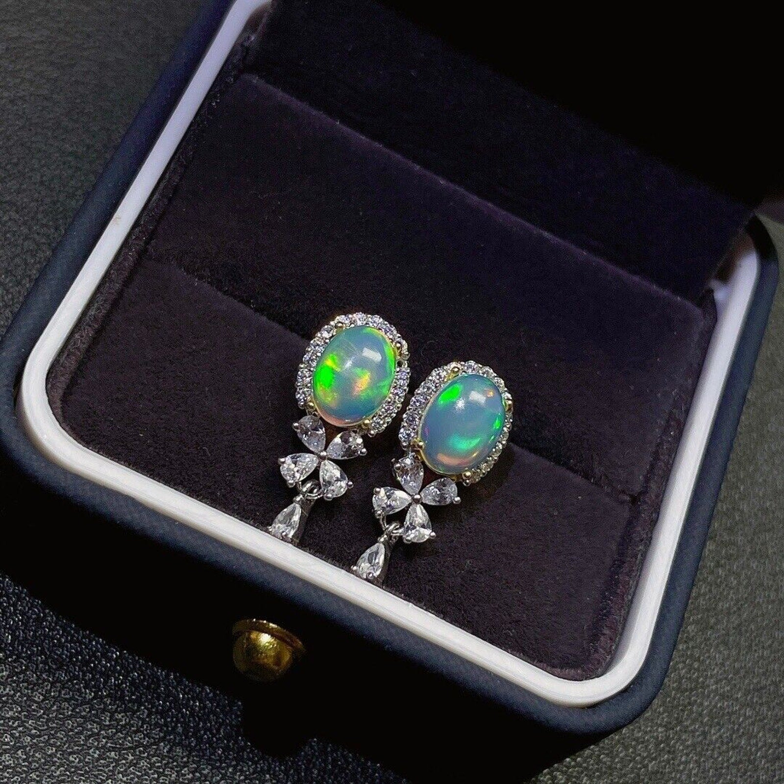 Natural Australian Opal Banquet Earrings 6x8mm