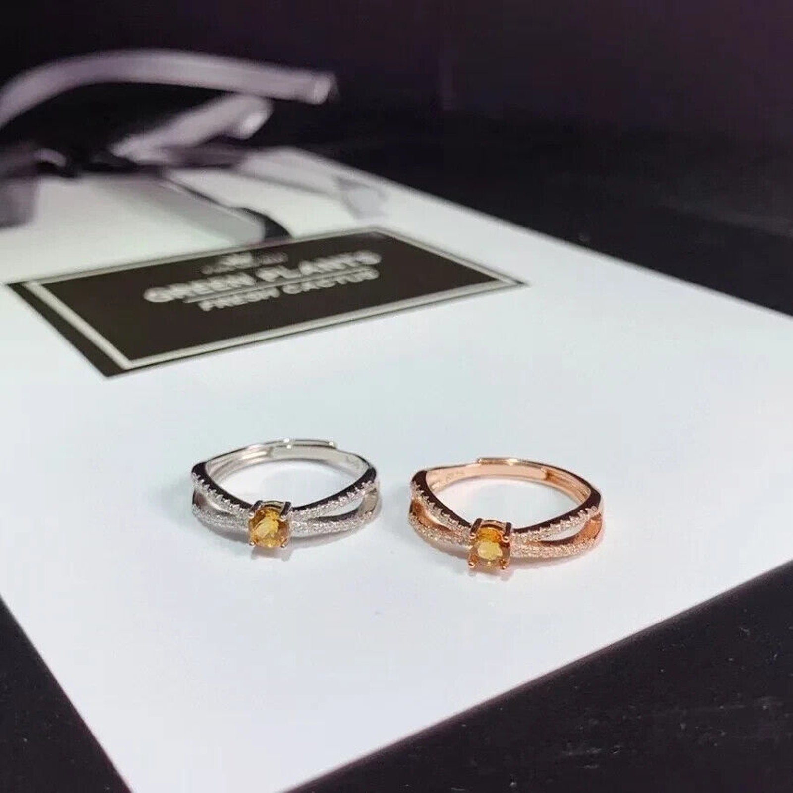 Natural Citrine Gemstone Ring, Genuine Citrine Ring 925 Sterling Silver, Citrine