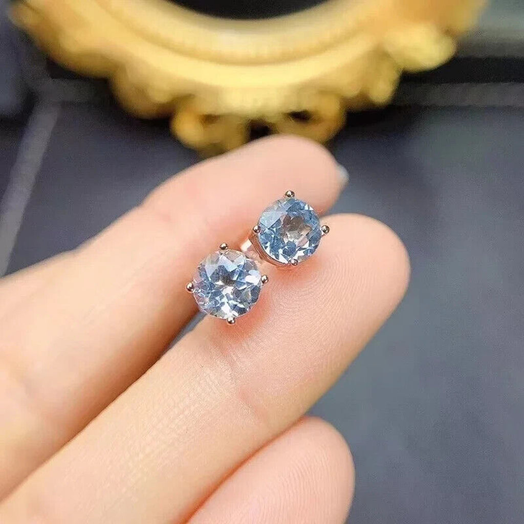 Natural Aquamarine Stud Earrings, Round Aquamarine Stud Earrings 6mm, Natural Aquamarine Gemstone Jewelry, Natural Aquamarine, VVS Grade Aquamarine, Women's Aquamarine Jewelry, Natural Aquamarine Jewelry, Gold Aquamarine Earrings, Sterling Silver Aquamarine Earrings, Women's Aquamarine Jewelry, Aquamarine Earrings, March Birthstone Aquamarine, Aquamarine Spiritual Properties, Aquamarine Gemstone Meaning, Aquamarine Gemstone Jewelry, Aquamarine Jewelry For Women