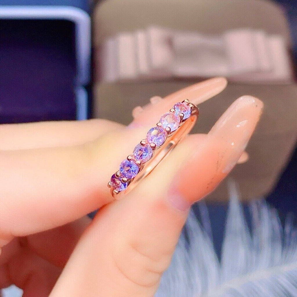 Purple Tanzanite Band Ring 3mm Sterling Silver