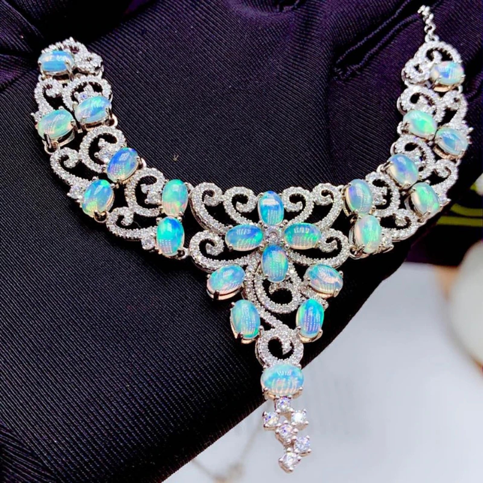 Australian White Opal Statement Necklace, Women's White Opal Statement Necklace