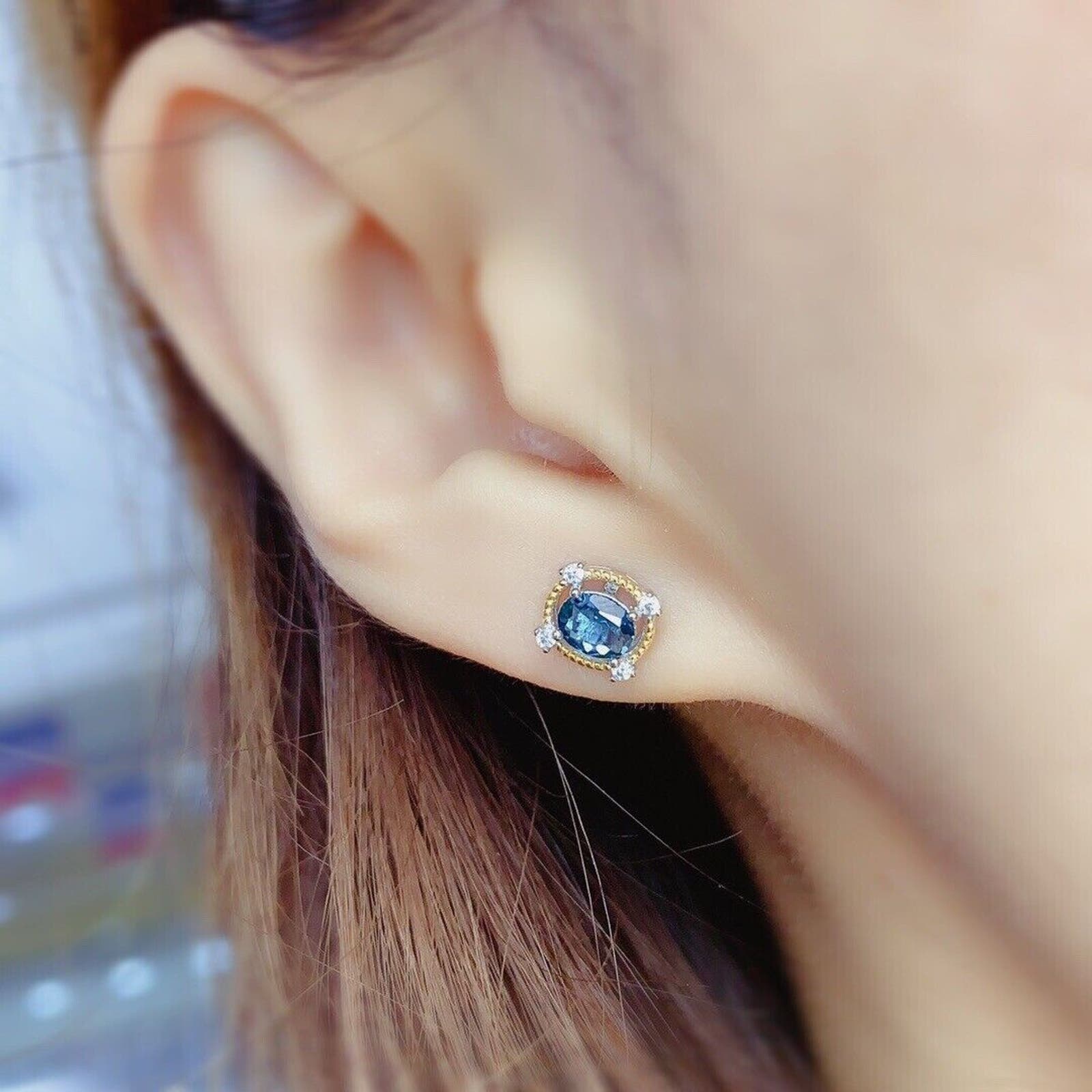 London Blue Topaz Stud Earrings 4x5mm, Natural London Blue Topaz Earrings, London Blue Topaz Cluster Stud Earrings, Women's London Blue Topaz Earrings, London Blue Topaz Jewelry, Natural London Blue Topaz Gemstone Jewelry Set, Women's London Blue Topaz Earrings, London Blue Topaz Ring, London Blue Topaz Stud Earrings, London Blue Topaz Earrings, Women's London Blue Topaz Jewelry, Sterling Silver London Blue Topaz Jewelry, December Birthstone London Blue Topaz, London Blue Topaz Spiritual Meaning