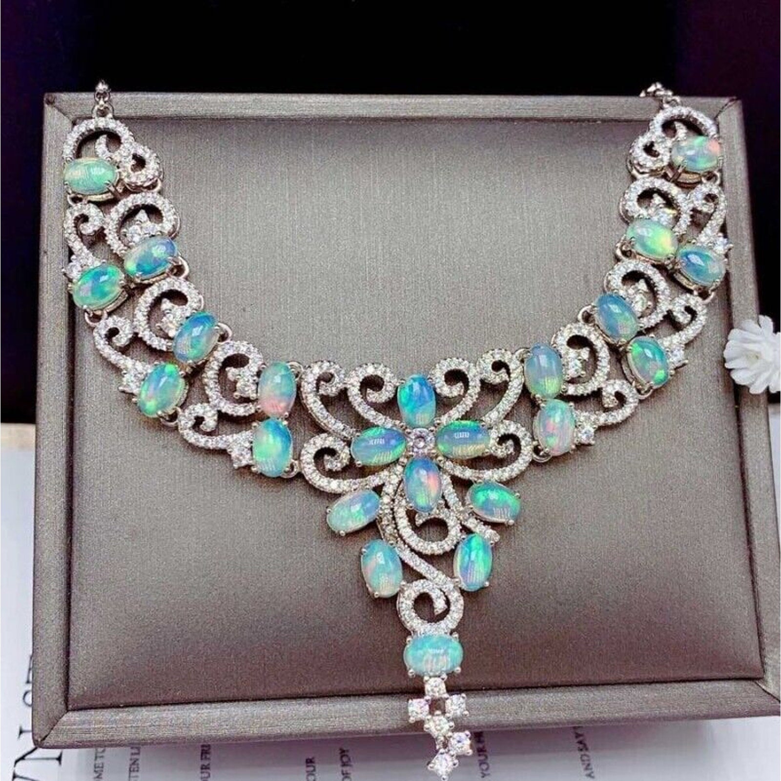 Australian White Opal Statement Necklace, Women's White Opal Statement Necklace