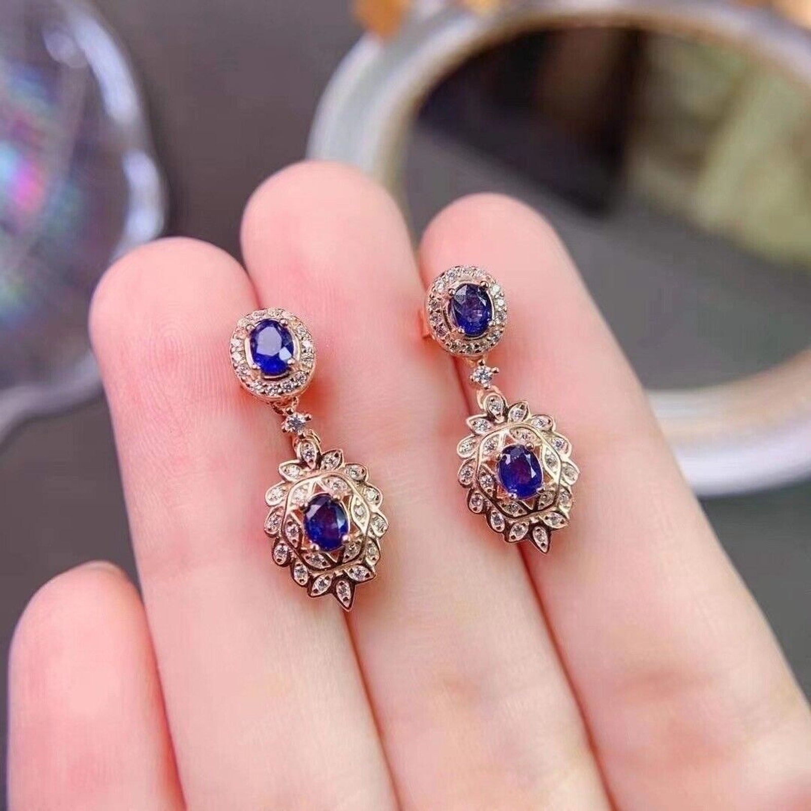 Sapphire Earrings, Natural Sapphire Stud Earrings, Sapphire Stud Earrings, Sterling Silver Sapphire Earrings, Sapphire, Natural Sapphire Earrings, 925 Sterling Silver, Blue Sapphire Earrings, Natural Blue Sapphire Earrings, Natural Blue Sapphire, Blue Sapphire, Bright Blue Sapphire, 925 Sterling Silver, Sapphire Earrings, Dainty, Dainty Stud Earrings, Dainty Sapphire Earrings, Women’s Sapphire Earrings, Anniversary Gift Sapphire, Sapphire September Birthstone, September Birthstone Sapphire